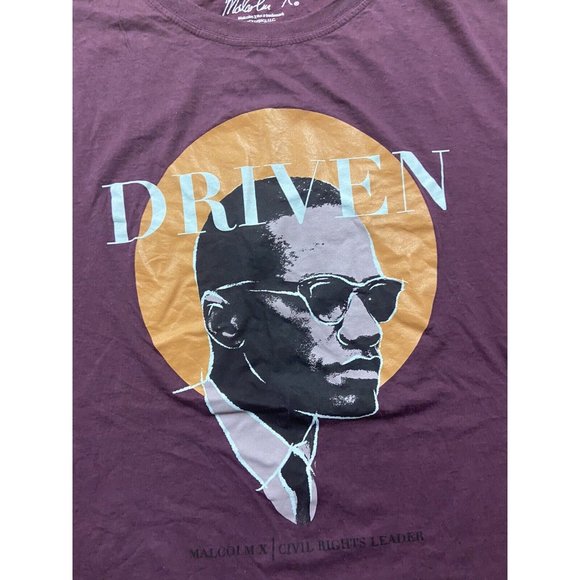 Malcom X Driven Purple Graphic Crew Neck Tee XXL - Picture 2 of 6